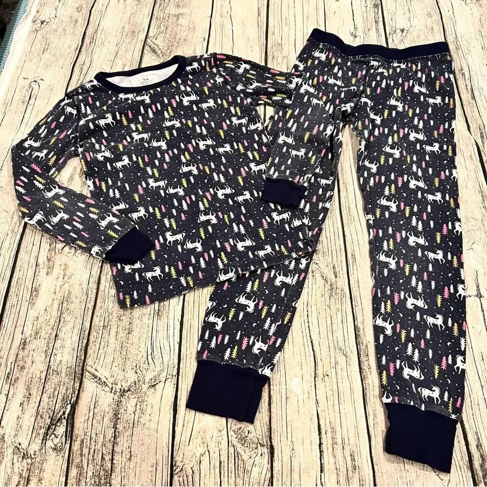 Crewcuts Navy Blue pajamas with unicorns size 12